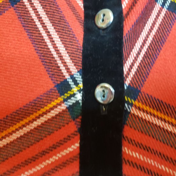 Red Plaid Jumpsuit One Piece Bill Atkinson Wool Polyester Velvet Vintage Size 10 - Picture 9 of 16